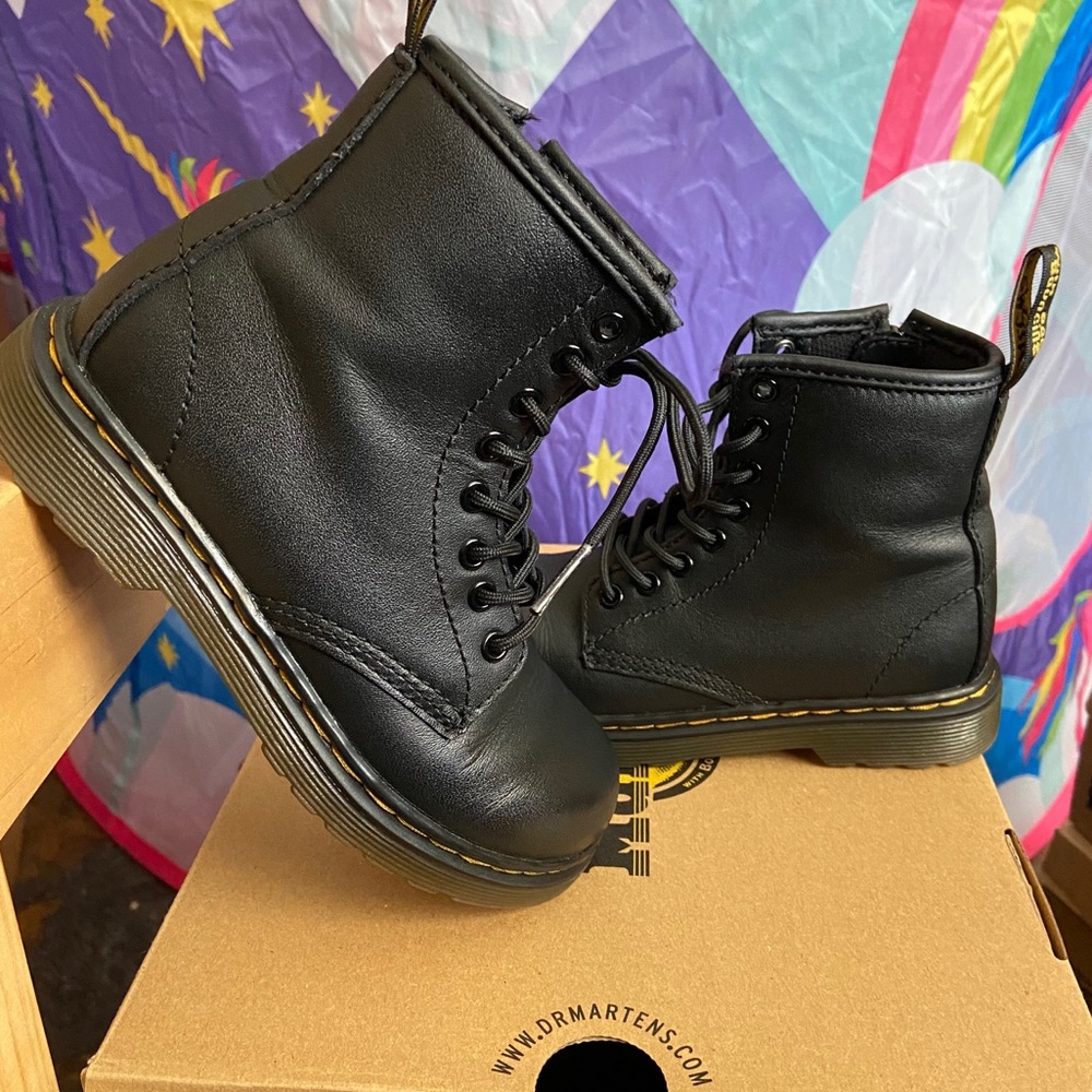 Kids Dr. Martens Black Leather Boots